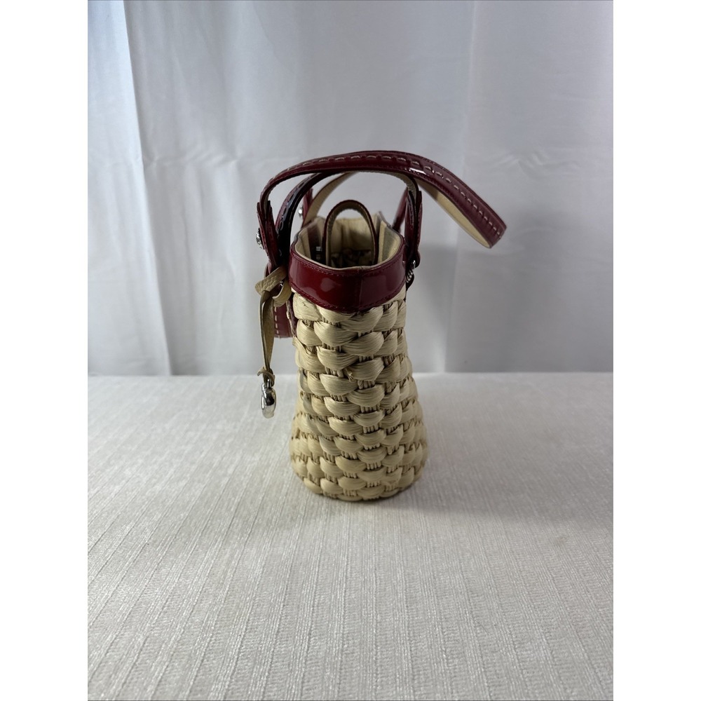 Brighton Candice Woven Straw Ladybug Tote Red Patent Leather Trim/ Ladybug Charm - Picture 2 of 9